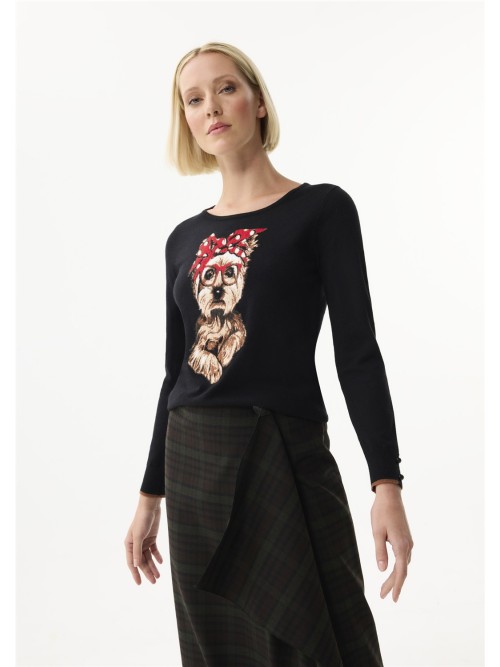 JERSEY LEO&UGO MUJER AW132 NEGRO 2