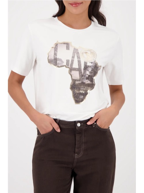 Monari Camiseta de mujer de color blanco roto 410142.