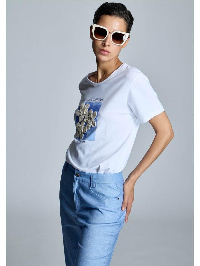 Camiseta ALBA CONDE   de mujer color blanco roto 1800 218