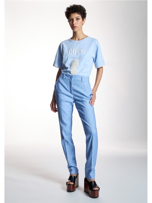 Camiseta ALBA CONDE de mujer de color celeste 1802 212