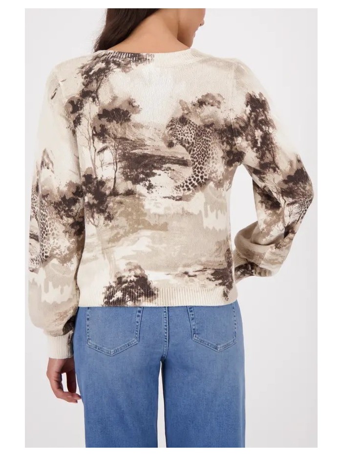 Jersey MONARI de mujer color beige con estampado de sabana 410382