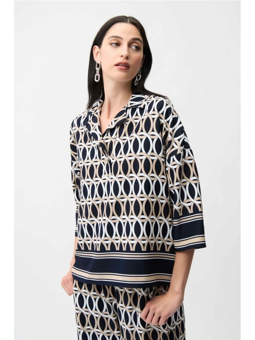 Blusa JOSEPH RIBKOFF de mujer estampada en azul, blanco y beige 261057 2