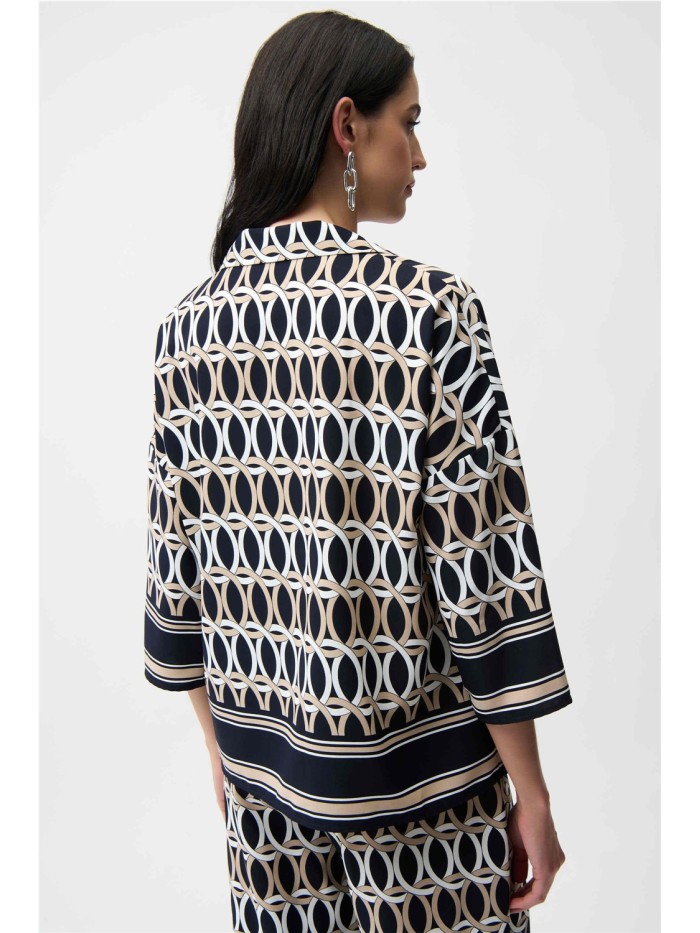 Blusa JOSEPH RIBKOFF de mujer estampada en azul, blanco y beige 261057