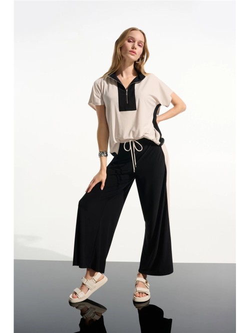 Blusa JOSEPH RIBKOFF de mujer de color beige y lineas negras 261611.