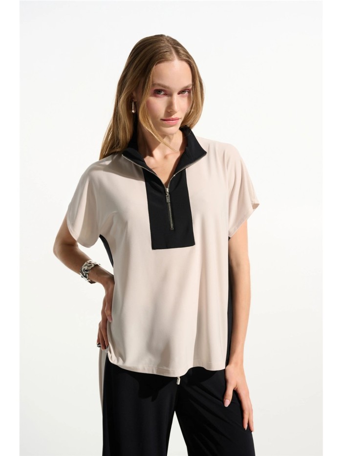 Blusa JOSEPH RIBKOFF de mujer de color beige y lineas negras 261611.