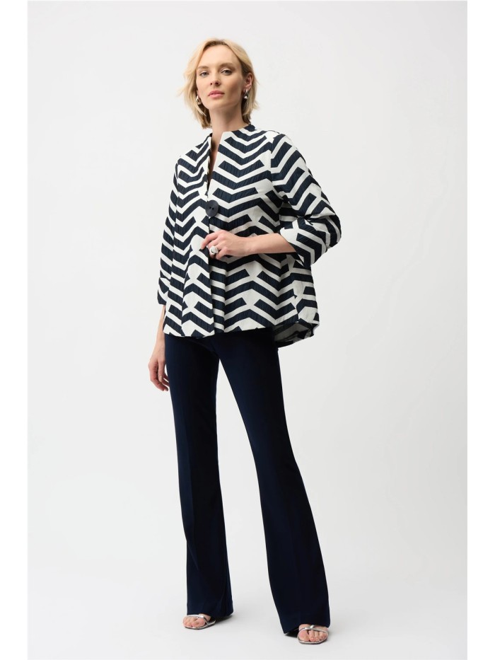 Chaqueta JOSEPH RIBKOFF de mujer geométrica  crudo y azul 261097