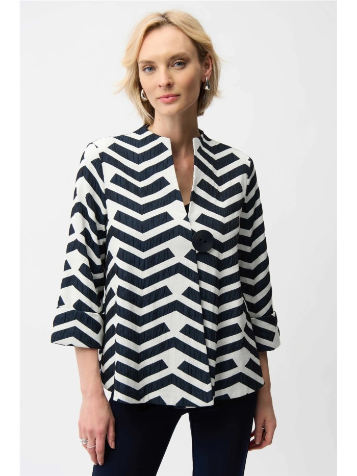 Chaqueta JOSEPH RIBKOFF de mujer geométrica  crudo y azul 261097