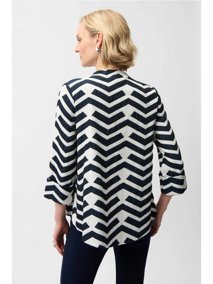 Chaqueta JOSEPH RIBKOFF de mujer geométrica  crudo y azul 261097