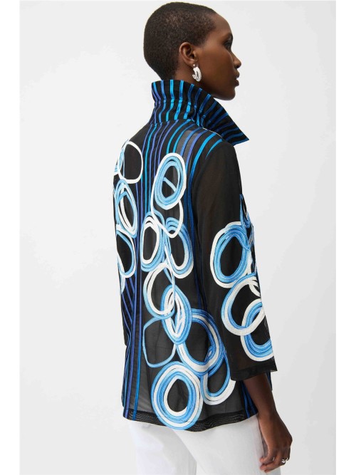 Chaqueta JOSEPH RIBKOFF de mujer de color negro y cintas azules 261904