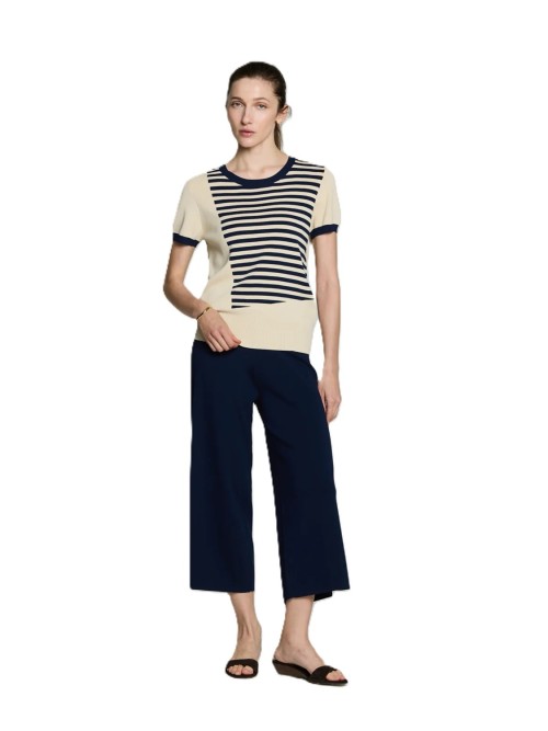 Jersey ESCORPION de mujer de color beige y rayas azul 26s110054