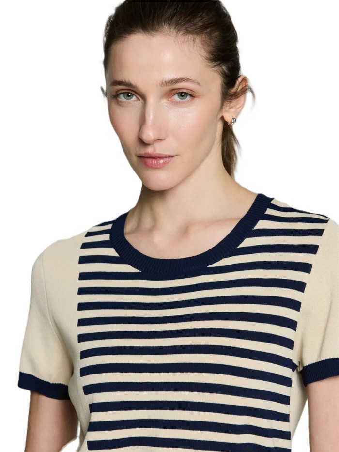 Jersey ESCORPION de mujer de color beige y rayas azul 26s110054