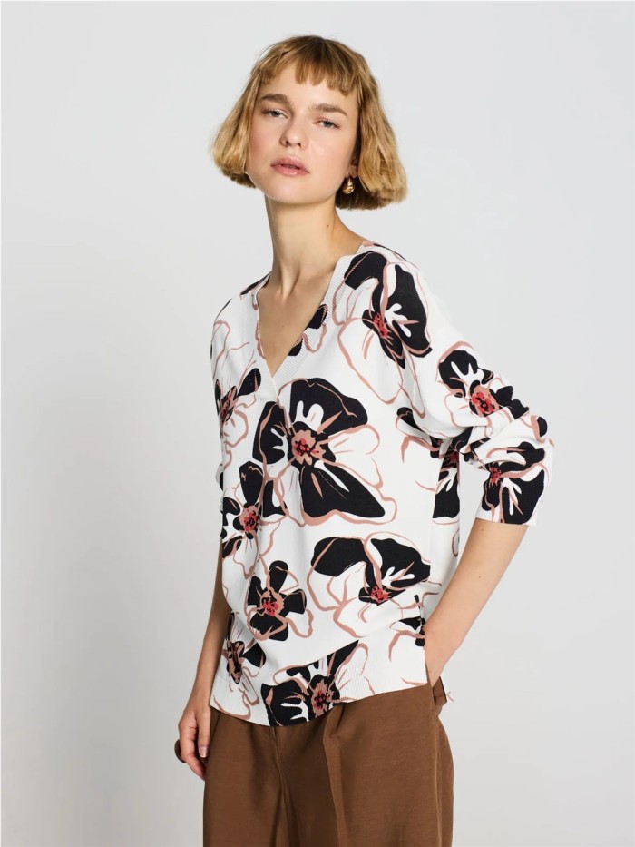 Jersey ESCORPION  de  mujer de color crudo de flores grandes 26s120342