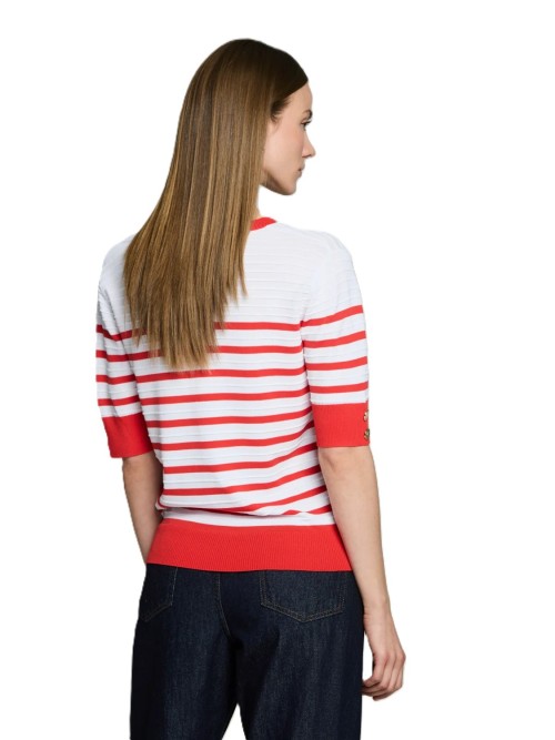 Jersey ESCORPION de mujer de color crudo y rayas naranjas 26s110356