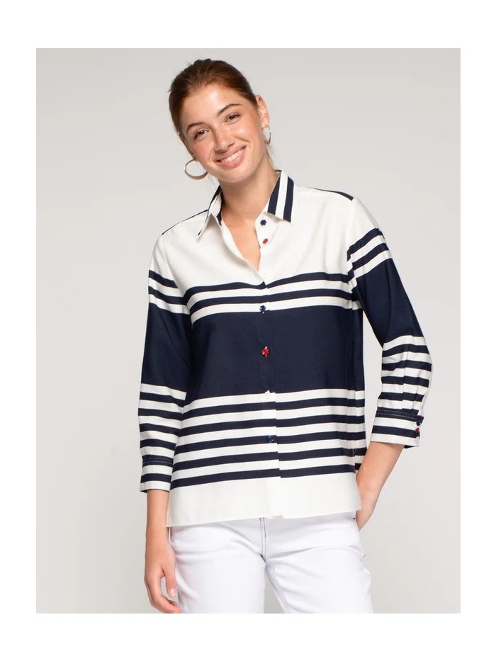Camisa VILAGALLO de mujer de rayas marineras horizontales 33395