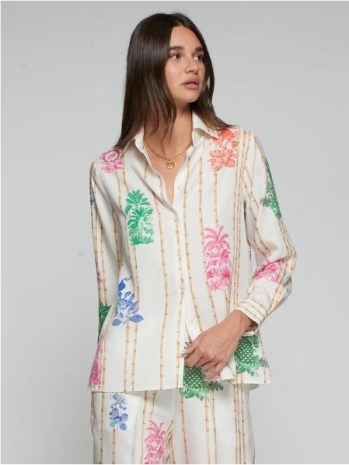 Camisa VILAGALLO  de mujer con estampado de bambues verticales