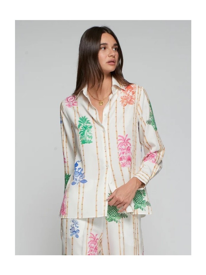 Camisa VILAGALLO  de mujer con estampado de bambues verticales