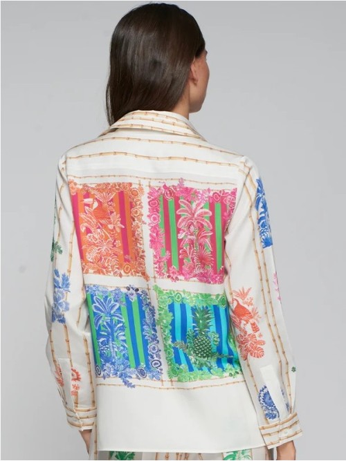 Camisa VILAGALLO  de mujer con estampado de bambues verticales