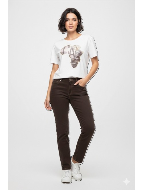 Monari Camiseta de mujer de color blanco roto 410142.