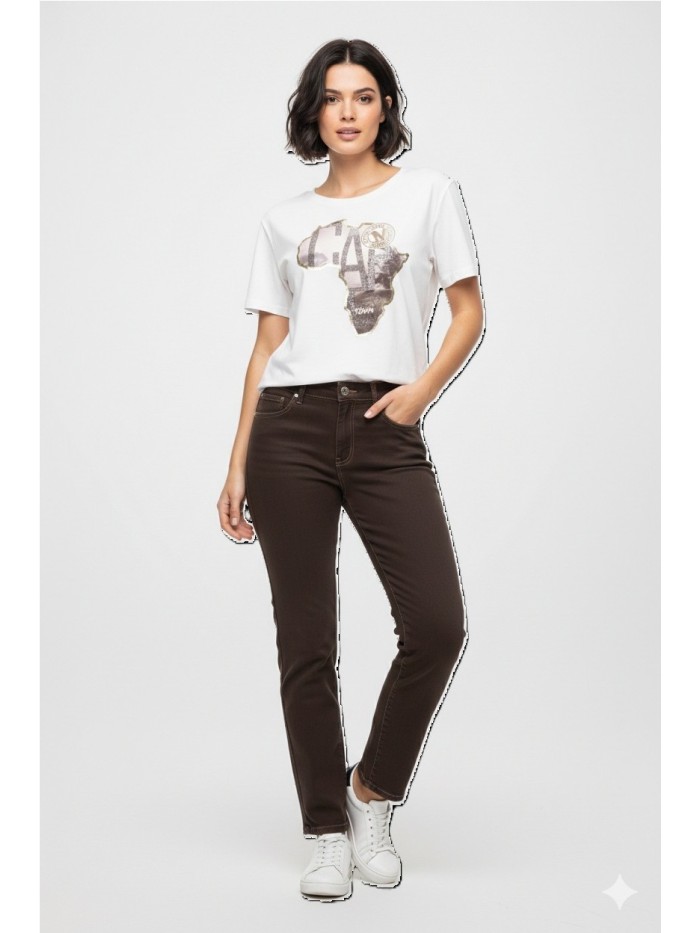 Monari Camiseta de mujer de color blanco roto 410142.