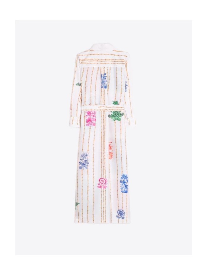 Vestido VILAGALLO de mujer color crudo con estampado de bambú  33656