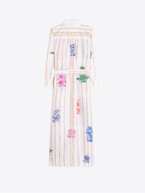 Vestido VILAGALLO de mujer color crudo con estampado de bambú  33656