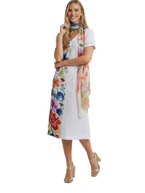 Vestido DOLCEZZA de mujer de color crudo y la mitad estampada 26704