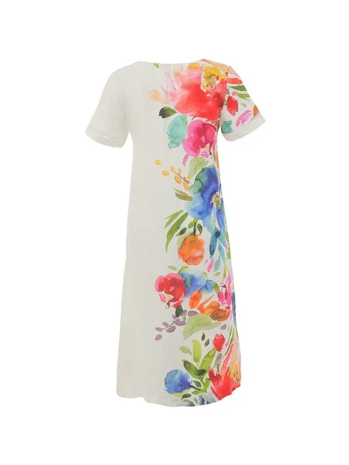 Vestido DOLCEZZA de mujer de color crudo y la mitad estampada 26704