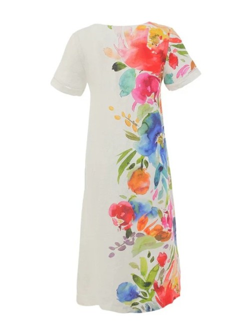 Vestido DOLCEZZA de mujer de color crudo y la mitad estampada 26704