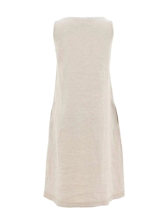 Vestido DOLCEZZA de mujer color piedra, flores en la derecho 26134