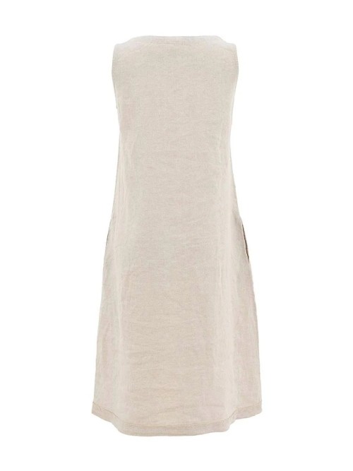 Vestido DOLCEZZA de mujer color piedra, flores en la derecho 26134