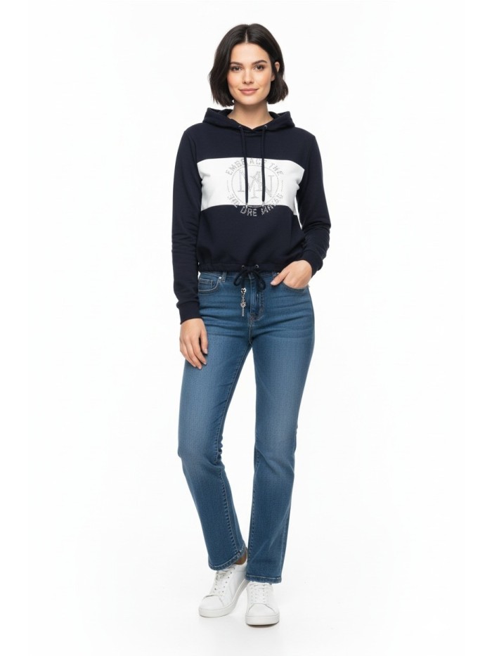 Jersey MONARI de mujer de rayas marineras blanca y azul 410391.