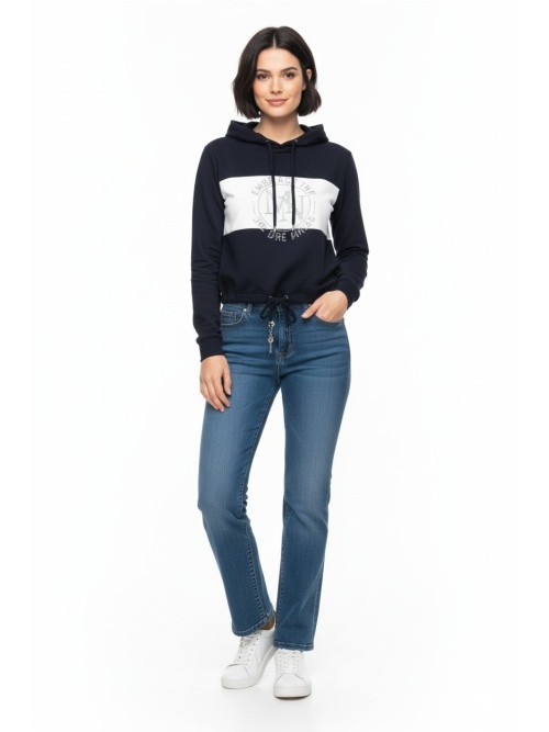 Jersey MONARI de mujer de rayas marineras blanca y azul 410391.