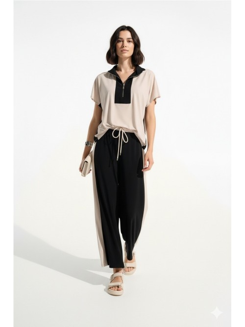 Pantalón JOSEPH RIBKOFF de mujer de color negro y beige 261612.