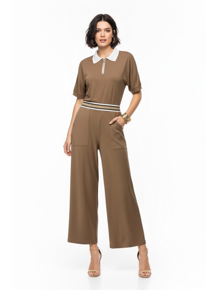 Pantalón JOSEPH RIBKOFF de mujer de color camel cintura de goma 261165