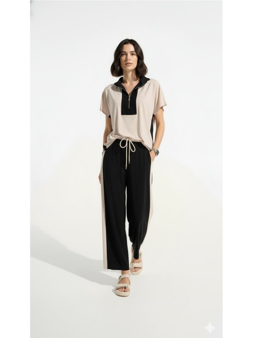 Blusa JOSEPH RIBKOFF de mujer de color beige y lineas negras 261611.