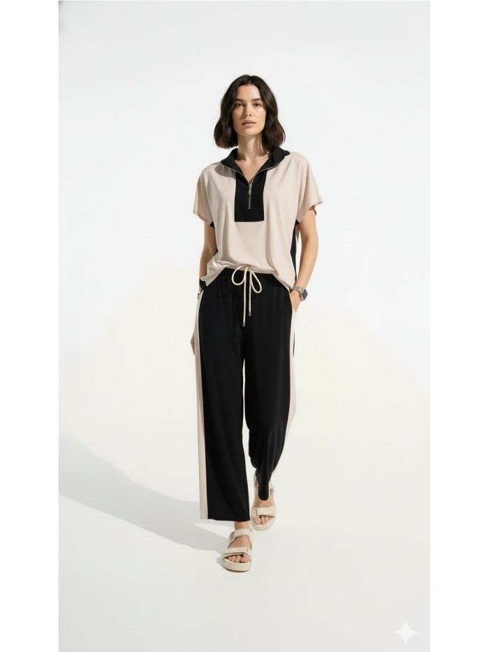 Blusa JOSEPH RIBKOFF de mujer de color beige y lineas negras 261611.