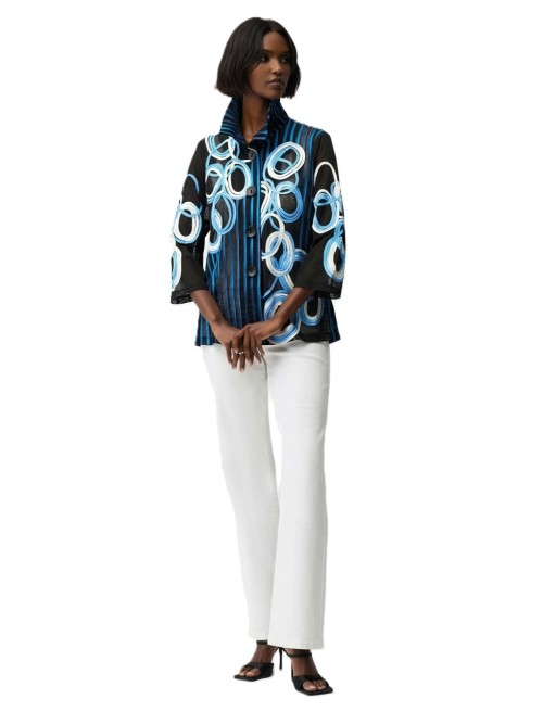 Chaqueta JOSEPH RIBKOFF de mujer de color negro y cintas azules 261904