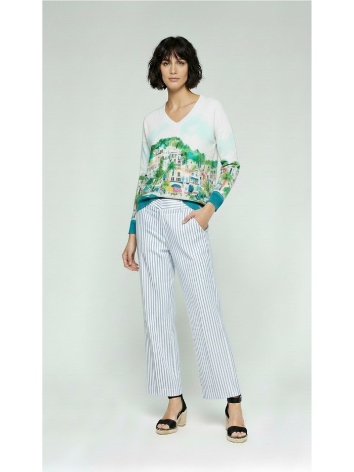 Jersey VILAGALLO de mujer, cuello pico multicolor 33350