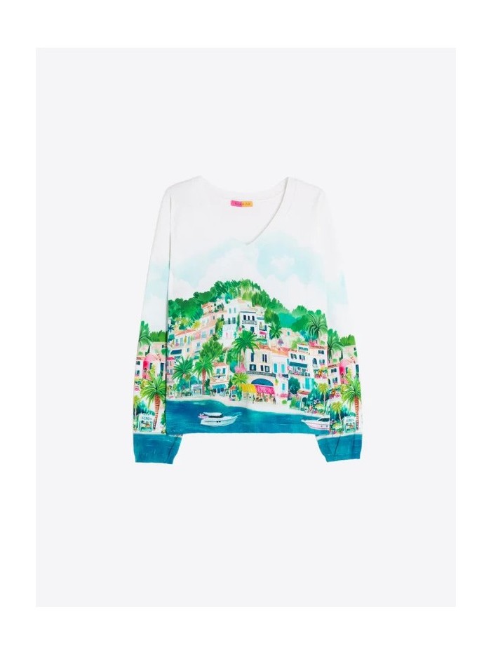 Jersey VILAGALLO de mujer, cuello pico multicolor 33350