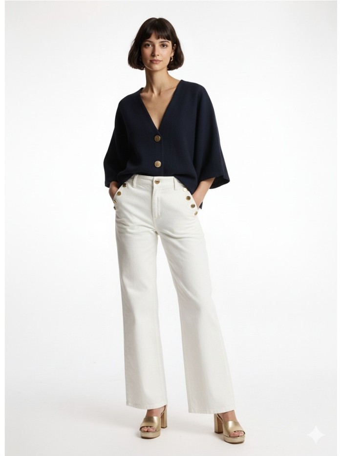 Chaqueta LEO Y UGO de mujer de color marino con botones dorados AE 128