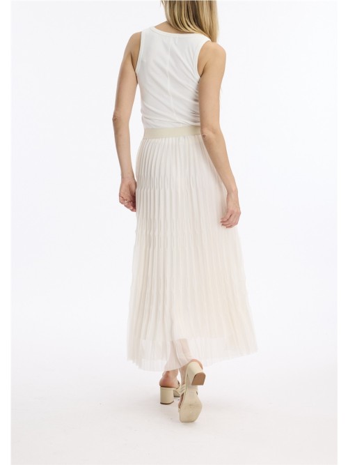 Falda LEO Y UGO de mujer  color  crudo ,midi plisada KEJ365. 2