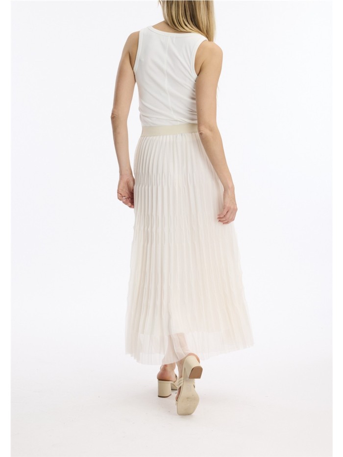 Falda LEO Y UGO de mujer  color  crudo ,midi plisada KEJ365.