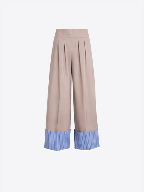 Pantalón VILAGALLO de mujer color beige de pierna ancha 33419 2
