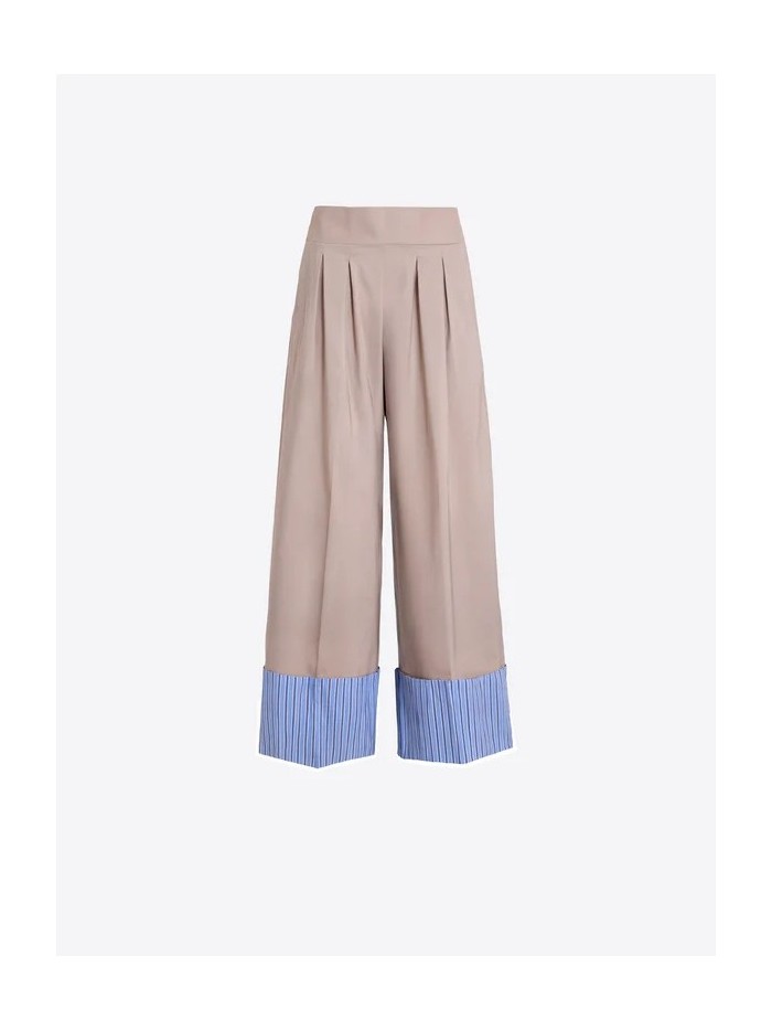 Pantalón VILAGALLO de mujer color beige de pierna ancha 33419