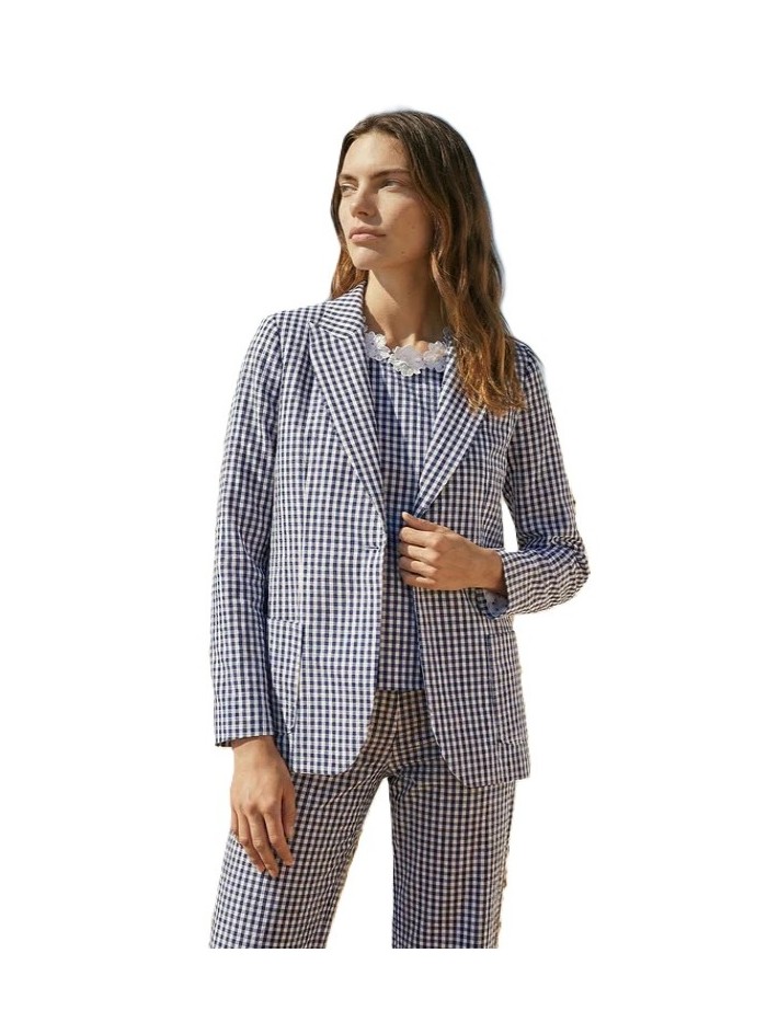 Chaqueta VILAGALLO de mujer vichy azul y blanco 33360