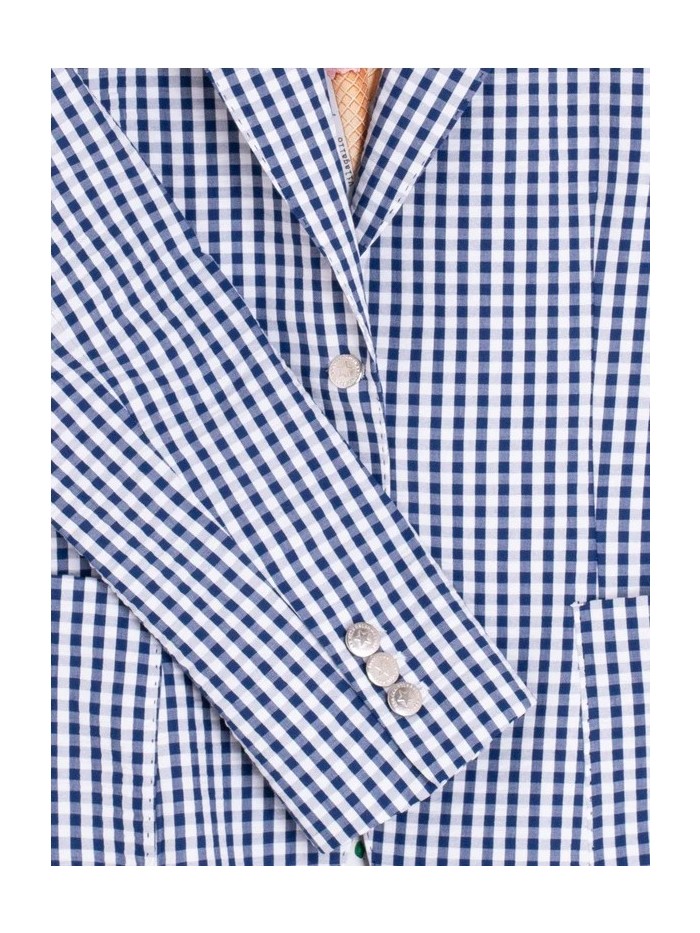 Chaqueta VILAGALLO de mujer vichy azul y blanco 33360