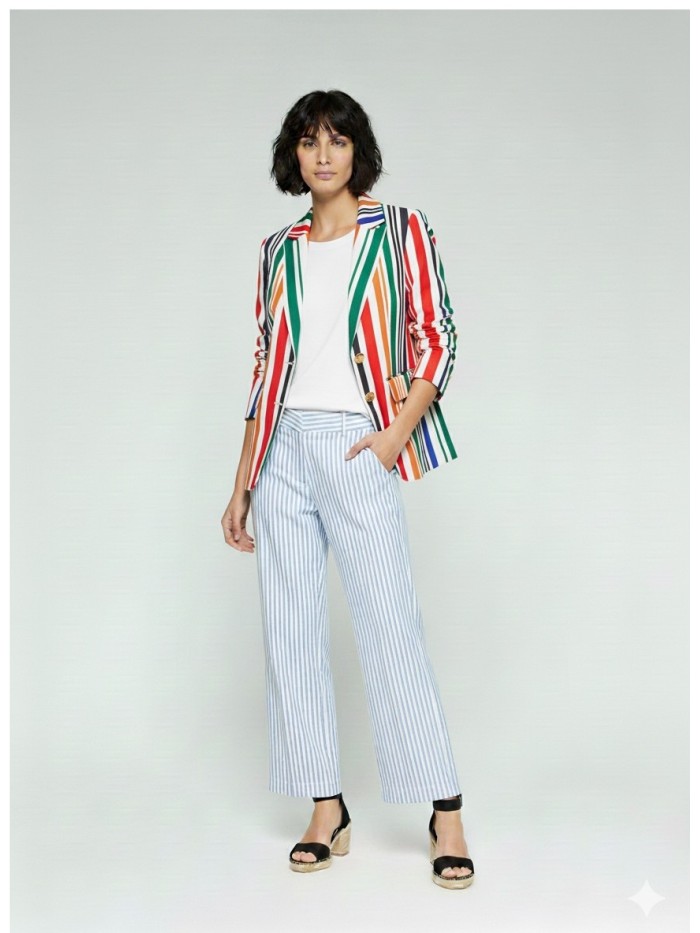 Chaqueta VILAGALLO de mujer de rayas verticales multicolor 33245