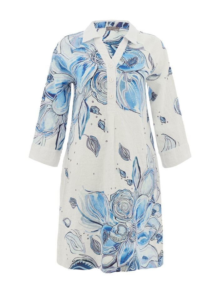 Vestido DOLCEZZA de mujer crudo con estampado flora 26655.