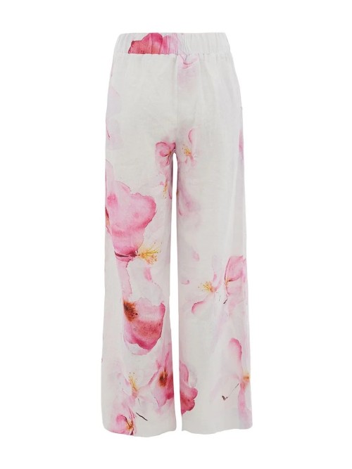 Pantalón DOLCEZZA MONTREAL mujer color blanco con flores rosas 26684