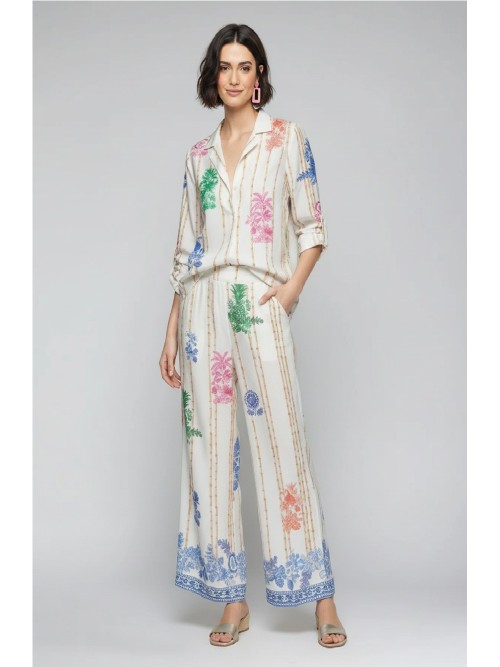 Camisa VILAGALLO  de mujer con estampado de bambues verticales